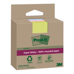 Post-it, Super Sticky, Recycling notes, 76x76mm, coloré, BP1320