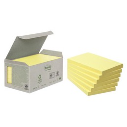 Post-it, Bloc-notes, adhésif, Recycling, 127x76mm, jaune, 655-1B