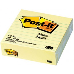 Post-it, Bloc-notes, adhésif, XL, ligné, 100x100mm, jaune, 675-YL