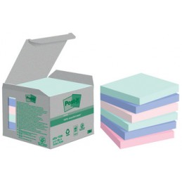 Post-it, Bloc-notes, adhésif, Recycling, 76x76mm, 4 couleurs, 654-1GBN