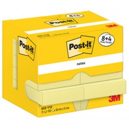 Post-it, Bloc-notes, adhésif, 51x38mm, jaune, 653-Y12