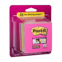 Post-it, Bloc-notes cube, Super Sticky, 76x76mm, 2028-SS-RBWC