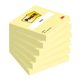 Post-it, Bloc-notes, adhésif, 76x76mm, jaune, 654-6, L1000, 7100090808