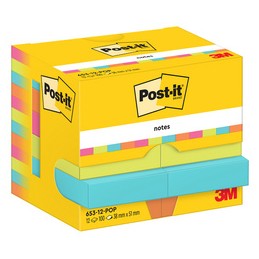Post-it, Bloc-notes, adhésif, 38x51mm, Poptimistic, 653-12-POP