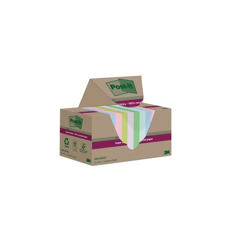 Post-it, Super Sticky, Recycling Notes, 47.6x47.6mm, coloré, 622-RSS12COL