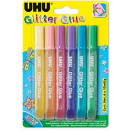UHU, colle scintillante, Glitter Glue shiny, 6x10ml, 39110