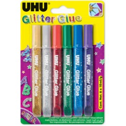 UHU, Colle scintillante, Glitter Glue, Original, 6x10ml, 39040