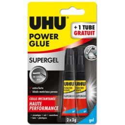 UHU, Colle instantanée, Power glue, ultra rapide, Supergel, 3g, 36735