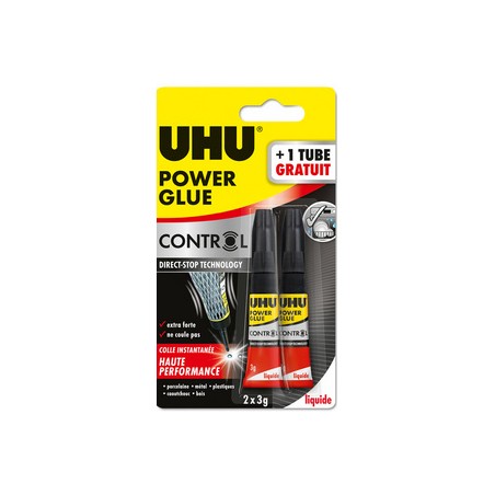 UHU, Colle instantanée, Power glue, Liquide control, 3g, 36720