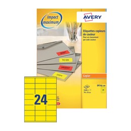 Avery, Etiquettes d'adresse, 70x35mm, jaune fluo, Photocopieurs, DP24J-100