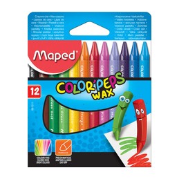 Maped, Crayons de cire, COLOR'PEPS, WAX, étui en carton de 12, 861011