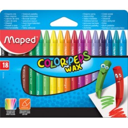 Maped, Crayons de cire, COLOR'PEPS, WAX, étui en carton de 18, 861012