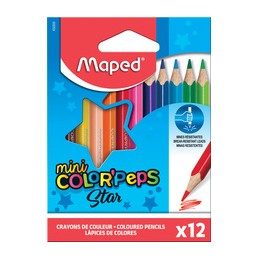 Maped, Crayons de couleur, COLOR'PEPS, Mini, étui carton de 12, 832500