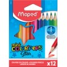 Maped, Crayons de couleur, COLOR'PEPS, Mini, étui carton de 12, 832500