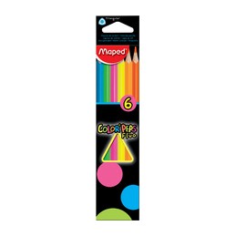 Maped, Crayons de couleur, COLOR'PEPS, Fluo, étui carton de 6, 832003