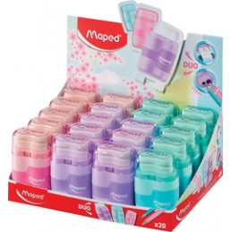 Maped, Taille crayons gomme, Connect Duo, Pastel, par 20, 049231