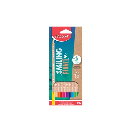 Maped, Crayons de couleur, SMILING PLANET, étui de 12, 831800FC
