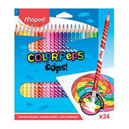 Maped, Crayons de couleur, COLOR'PEPS, effaçable, étui de 24, 832824