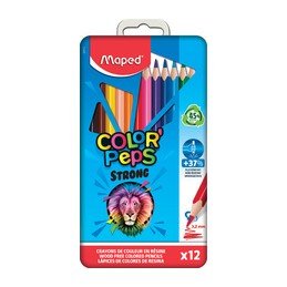 Maped, Crayons de couleur, COLOR'PEPS, STRONG, étui métal de 12, 862714