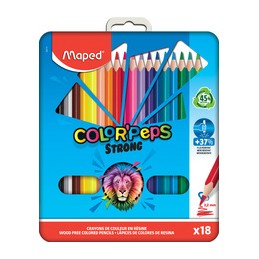 Maped, Crayons de couleur, COLOR'PEPS, STRONG, étui métal de 18, 862715