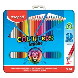 Maped, Crayons de couleur, COLOR'PEPS, STRONG, étui métal de 24, 862716