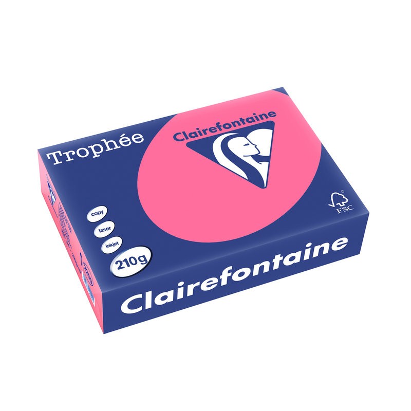 Clairefontaine, Papier universel, Trophée, A4, rose fuchsia, 210g, 2209C