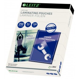 Leitz, Pochettes de plastification, A4, brillant, 500 microns, 16935