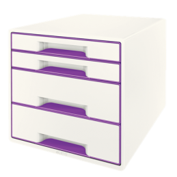 Leitz, Bloc de classement, WOW CUBE, 4 tiroirs, blanc violet, 5213-20-62
