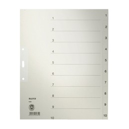 Leitz, Intercalaires en papier naturel, numérotés, 1-10, A4, 1232-00-85