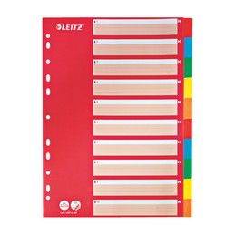 Leitz, Intercalaires en carton, A4, 10 touches, Multicolore, 4387-60-00