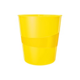 Leitz, Corbeille à papier, WOW, en plastique, 15 litres, jaune, 5278-10-16