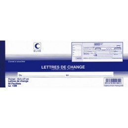 Elve, Carnet à souche, Lettres de change, 102x270mm, 139