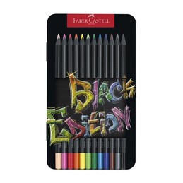 Faber Castell, Crayons de couleur, Black Edition, étui de 12, 116413