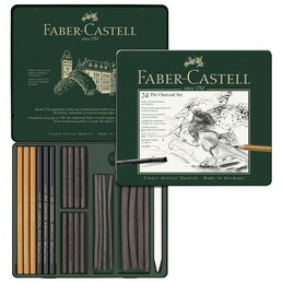 Faber Castell, Set de fusains, PITT CHARCOAL, boîte de 24, 112978