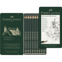 Faber Castell, Crayons, CASTELL 9000, kit Art, 12 pièces, 8B - 2H, 119065