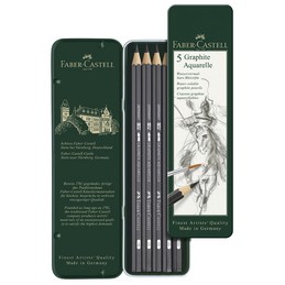 Faber Castell, Crayons, GRAPHITE, AQUARELLE, étui de 5, 117805