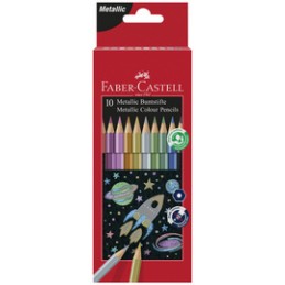 Faber Castell, Crayons de couleur hexagonaux, métallique, étui, 201583