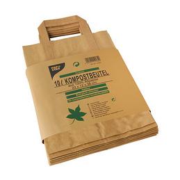PAPSTAR, Sacs compostable avec poignée, 10 litres, brun, 14185