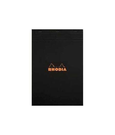 Rhodia, Bloc notes, 19, 210 x 318 mm, Quadrillé, 5x5, 160 pages, Petits carreaux, Noir, 192009C