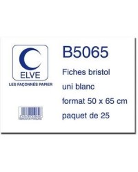 Elve, Fiches bristol, 180G, 500 x 650 mm,  Unies, Blanches, B5065