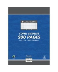 Conquerant, Copies doubles, Non perforées, A4, Quadrillé, 5x5, 200 pages, Petits carreaux, 100102077